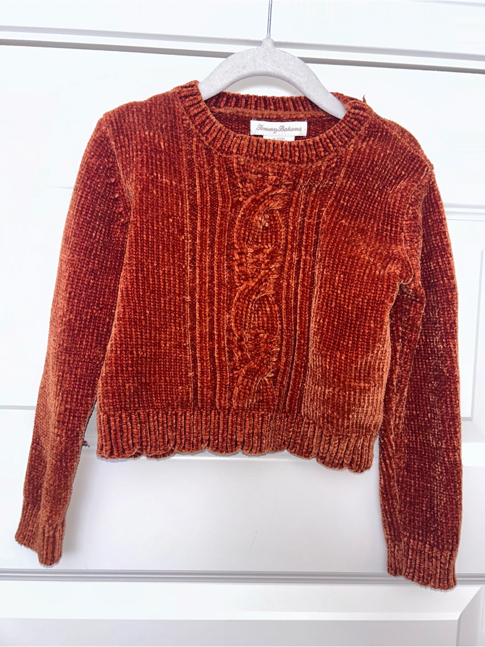 Tommy Bahama Girl Chenille Cable Knit Long Sleeve Sweater Top